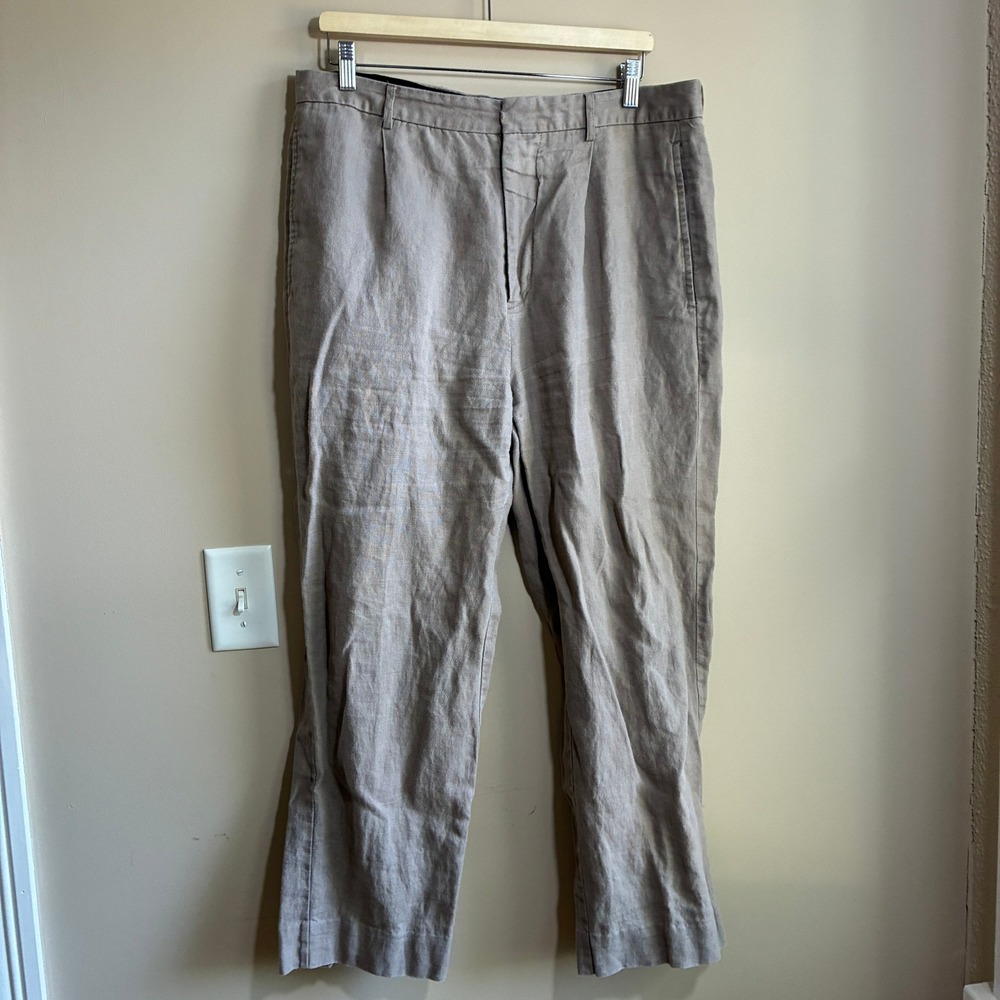 British India Linen Trousers 34 Taupe Mens 100% Linen Relaxed Fit Pants